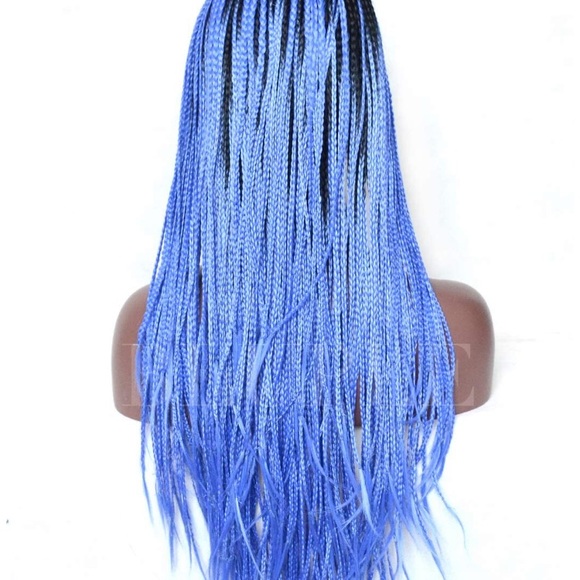 MERA 24” 1B/BLUE Braided LaceFront WIG W/ BBY HR